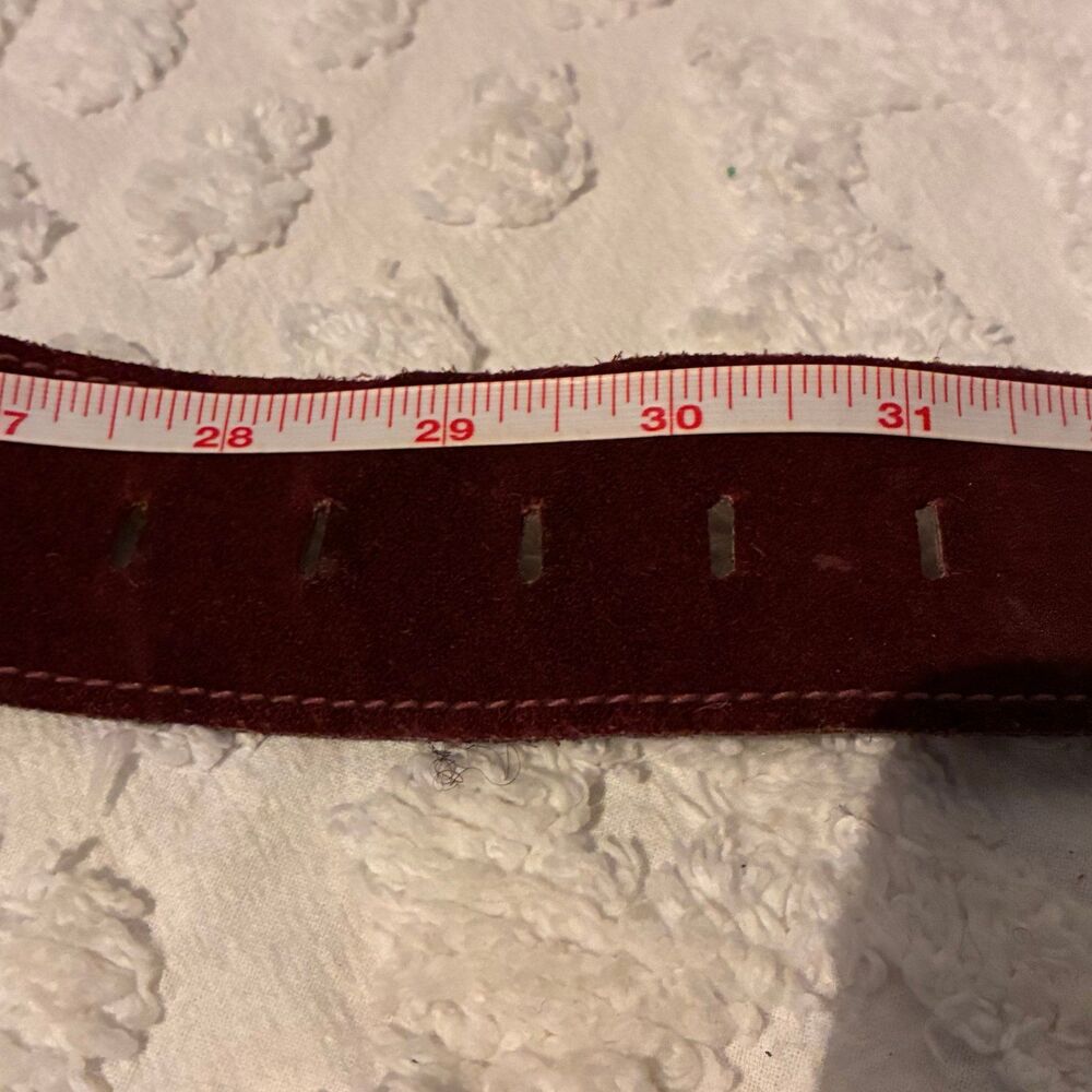 Lord & Taylor Plum Burgundy Suede Wide Belt with Gold Buckle Size Medium - Picture 7 of 7